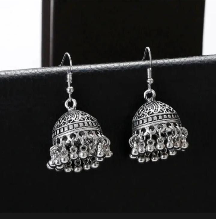 Unique Silver Color Small jhumka Earring Italian jewelry Piercing for women Ethnic Bollywood Earring