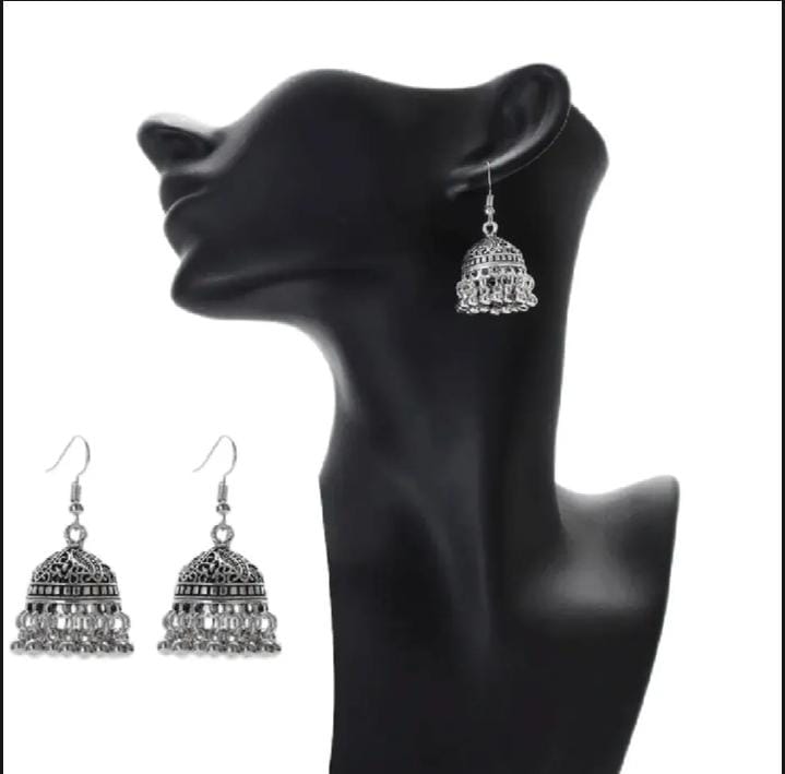 Unique Silver Color Small jhumka Earring Italian jewelry Piercing for women Ethnic Bollywood Earring